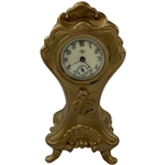 Jennings Brothers Art Nouveau Cast Metal Golfer Mantel Clock with Waterbury Movement
