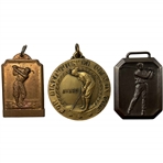 A Trio of Vintage Golf Award Medals Including Dieges and Clust and Thomas Co