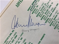Big 3 Jack, Arnie, Player & Others Signed 1968 US Open at Oak Hill Pairing Sheet w/ Ticket JSA ALOA