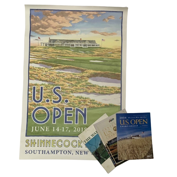 A Collection of Shinnecock Hills Golf Club Official Programs and 2018 U.S. Open Commemorative Poster