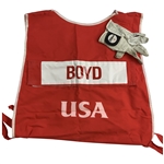 1990 PGA Cup Matches USA Team Caddie Bib and Worn Titleist Golf Glove Attributed to Bob Boyd