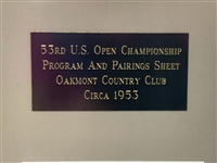 1953 US Open at Oakmont Program & Pairings Sheet from Ben Hogan's Triple Crown - Framed