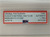 Byron Nelson Signed Augusta National Original Type I Aerial Morgan Fitz Photo PSA DNA AUTO 10