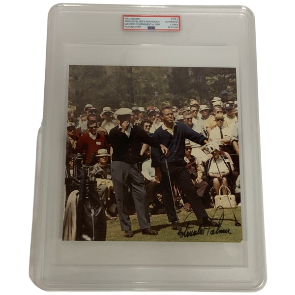 Arnold Palmer Signed 1966 Masters Famous Smoking Type II Photo w/ Hogan PSA