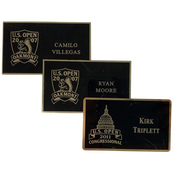 Three U.S. Open Professional Golfer Locker Nameplates