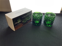 A Pair of Masters Tournament Green Crystal Double Old Fashioned Glasses