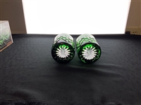 A Pair of Masters Tournament Green Crystal Double Old Fashioned Glasses