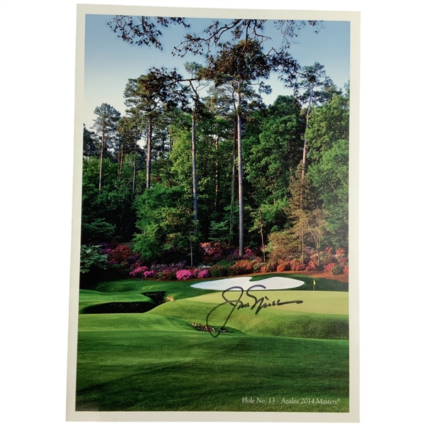 Jack Nicklaus Signed 2014 Masters Menu w/ Hole No. 13 Azalea JSA ALOA