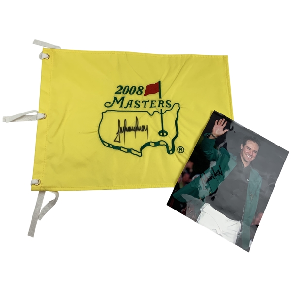 Trevor Immelman Signed 2008 Masters Pin Flag and Photo JSA ALOA