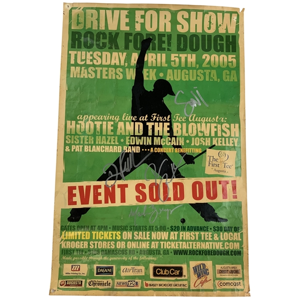 Hootie & the Blowfish w/ Darius Rucker Signed Monday After The Masters 2005 Concert Poster JSA ALOA