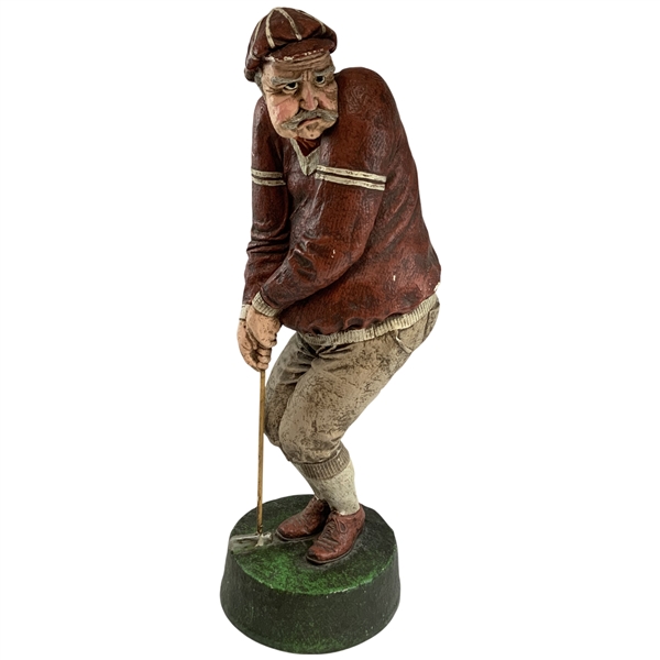 Vintage Style Painted Resin/Plaster Humorous Golfer Doorstop