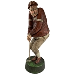 Vintage Style Painted Cast Iron Humorous Golfer Doorstop