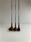 A Trio of RAM Tom Watson Custom Handcrafted by Mario Persimmon Wood Golf Clubs
