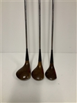 A Trio of RAM Tom Watson Custom Handcrafted by Mario Persimmon Wood Golf Clubs