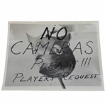 Vintage Ben Hogan Photo W/ No Cameras Please Makeshift Tournament Sign