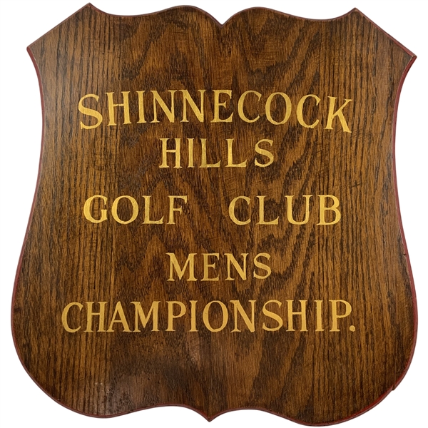Vintage Shinnecock Hills Golf Club Mens Championship Hand-Painted Wooden Shield Plaque