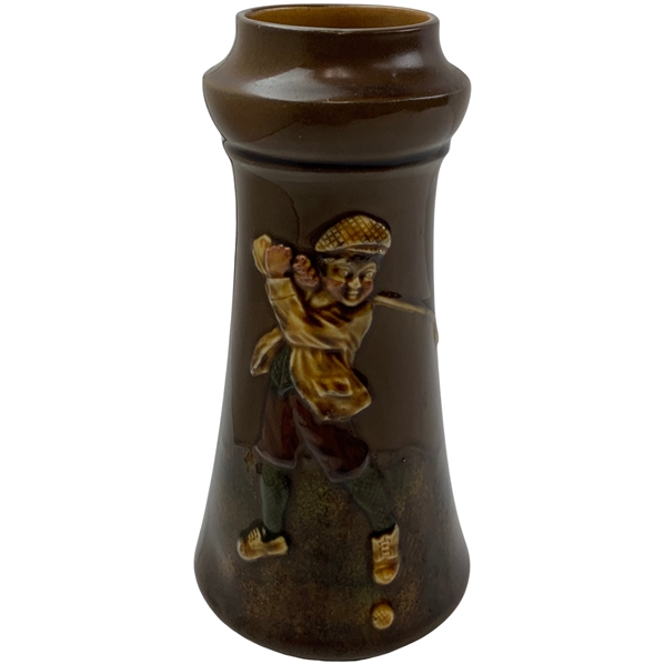 Vintage Ceramic Vase with Raised Golf Figure