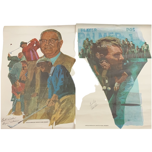 Palmer & Nelson Signed Lincoln-Mercury Sports Panel Promotional Golf Posters