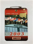 A Collection of 2003 Masters Tournament Memorabilia Including Two Badges Journal and Media