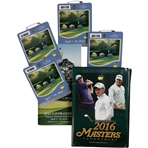 A Collection of 2016 Masters Tournament Memorabilia Including Badges Spectator Guide and Highlight DVD