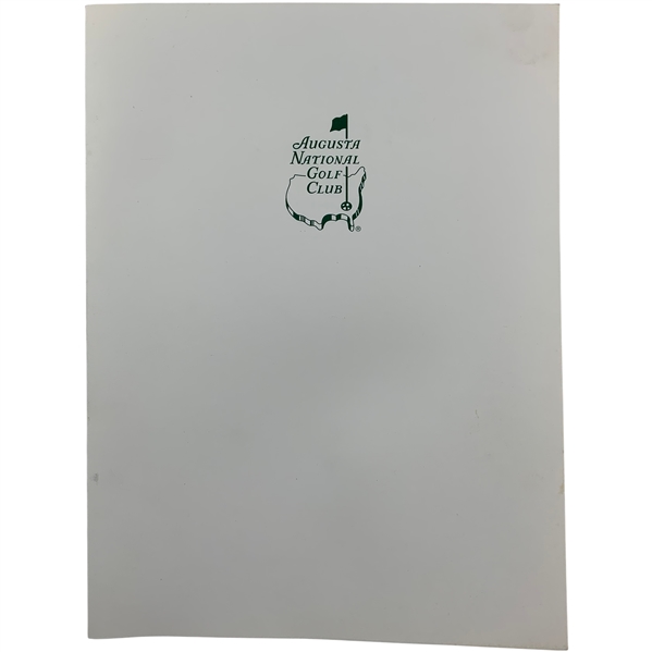 2004 Masters Champion Dinner Menu Augusta National Golf Club - Night of Mickelson Win!