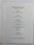 2004 Masters Champion Dinner Menu Augusta National Golf Club - Night of Mickelson Win!