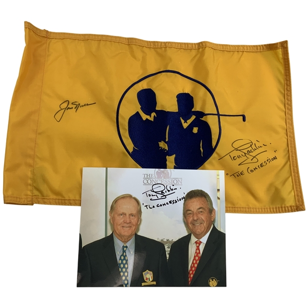 Jack Nicklaus & Tony Jacklin Signed The Concession Flag & Photo JSA ALOA