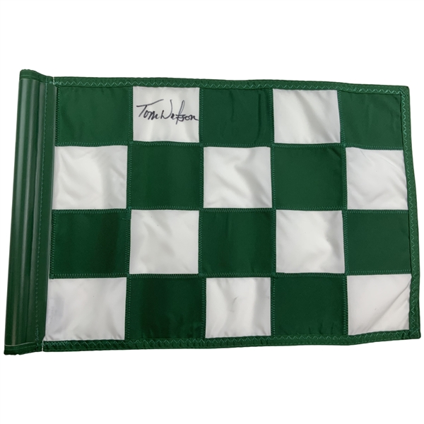Tom Watson Signed Pebble Beach Green & White Checkered Course Flown Flag - Site of 82 US Open Win JSA ALOA