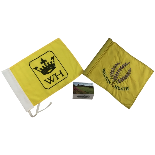 Two (2) Walton Heath Golf Club Flown Flags Two Pin Flags & Scorecard