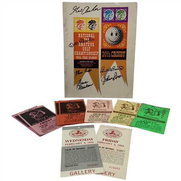 A Collection of a 1965 Crosby Pro-Am Golf Championship Multi-Signed Program and Nine Gallery Tickets JSA ALOA