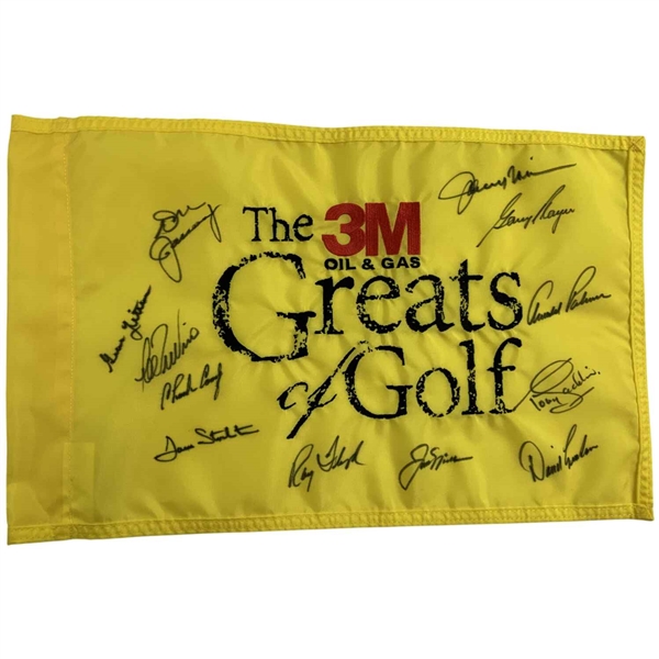 Big 3, Lee & More Signed 3M Oil & Gas Greats of Golf Tournament Pin Flag JSA ALOA