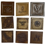 A Collection of Nine Commemorative Glazed Stoneware Golf Club Makers Mark Tiles for the Golf Collectors Society
