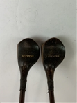 A Set of Three 'Stevens' Hickory Shafted Golf Clubs w/ Two Woods