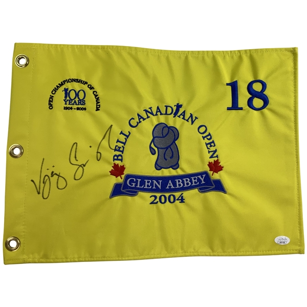 Vijay Singh Signed 2004 Bell Canadian Open Embroidered Flag JSA#AR52205