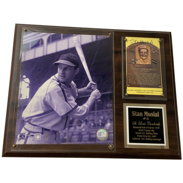 Stan Musial St. Louis Cardinals Signed Commemorative National Baseball Hall of Fame Plaque JSA ALOA