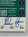 Nolan Ryan Signed 1993 (Final Season)Texas Rangers Phantom World Series Full Ticket Numbered 231/500 JSA ALOA
