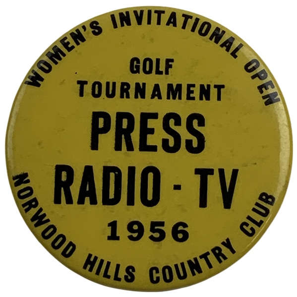 1956 Womens Invitational Open Press-Radio-TV Pin-back Button - Norwood Hills Country Club