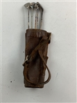 A Set of Five Alvin Silver Miniature Golf Club Cocktail Picks in Leather Bag