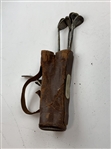 A Set of Five Alvin Silver Miniature Golf Club Cocktail Picks in Leather Bag