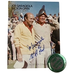 Joe Garagiola & Gerald Ford Dual Signed 1979 Tucson Open Program Cover and 1981 Pinback Button JSA ALOA