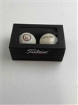 Two Vintage Commemorative Golf Balls Featuring Joe Garagiola Tucson Open and Jerry Ford Invitational