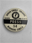Betsy King & Dinah Shore Signed Magazines w/ (2) Dinah Shore Member Badges & Press Winners Circle Badge JSA ALOA