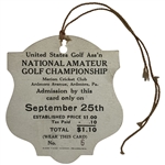 1924 US Amateur Golf Championship by Merion Cricket Club Ticket Low #6 - Bobby Jones 1st US Am Win