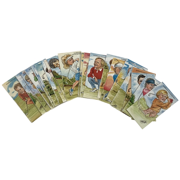 Collection of 21 Ritchie and Co Fairways Favorites Golf Caricature Trading Cards 1992