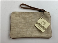 Masters Tournament Italian Handmade Woven Raffia Wristlet Clutch Bag w/Protective Cover