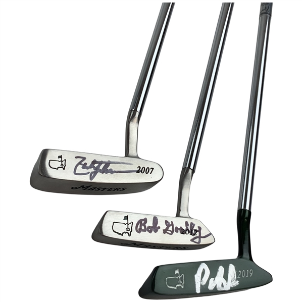 Champs Johnson, Patrick Reed & Bob Goalby Signed Masters Miniature Putters JSA ALOA