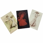 (3) Early 20th Century Illustrated Postcards Featuring Women Golfers