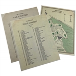 (2) 1986 Masters Tournament Par-3 Contest Pairing Sheets with Course Map