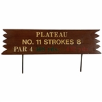 National Golf Links of America Used Painted Wooden Tee Sign Plateau Hole No. 11 Marker