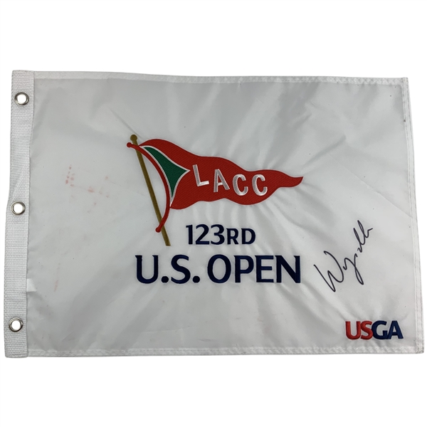 Wyndham Clark Signed 2023 US Open Los Angeles Country Club Pin Flag JSA ALOA